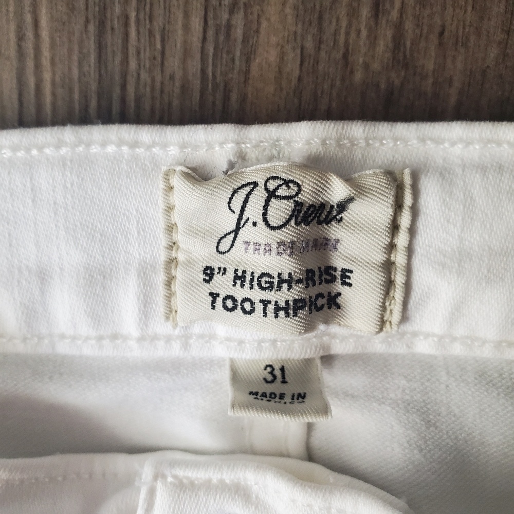 Jcrew 9" White Button Front High Rise Toothpick - Picture 2 of 7